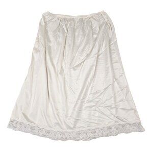 Vintage Kaydette Half Slip Womens 1X White Lace Trim Nylon Fairycore Coquette